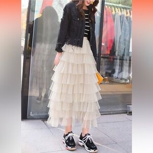 Elegant Cream Tiered Skirt
